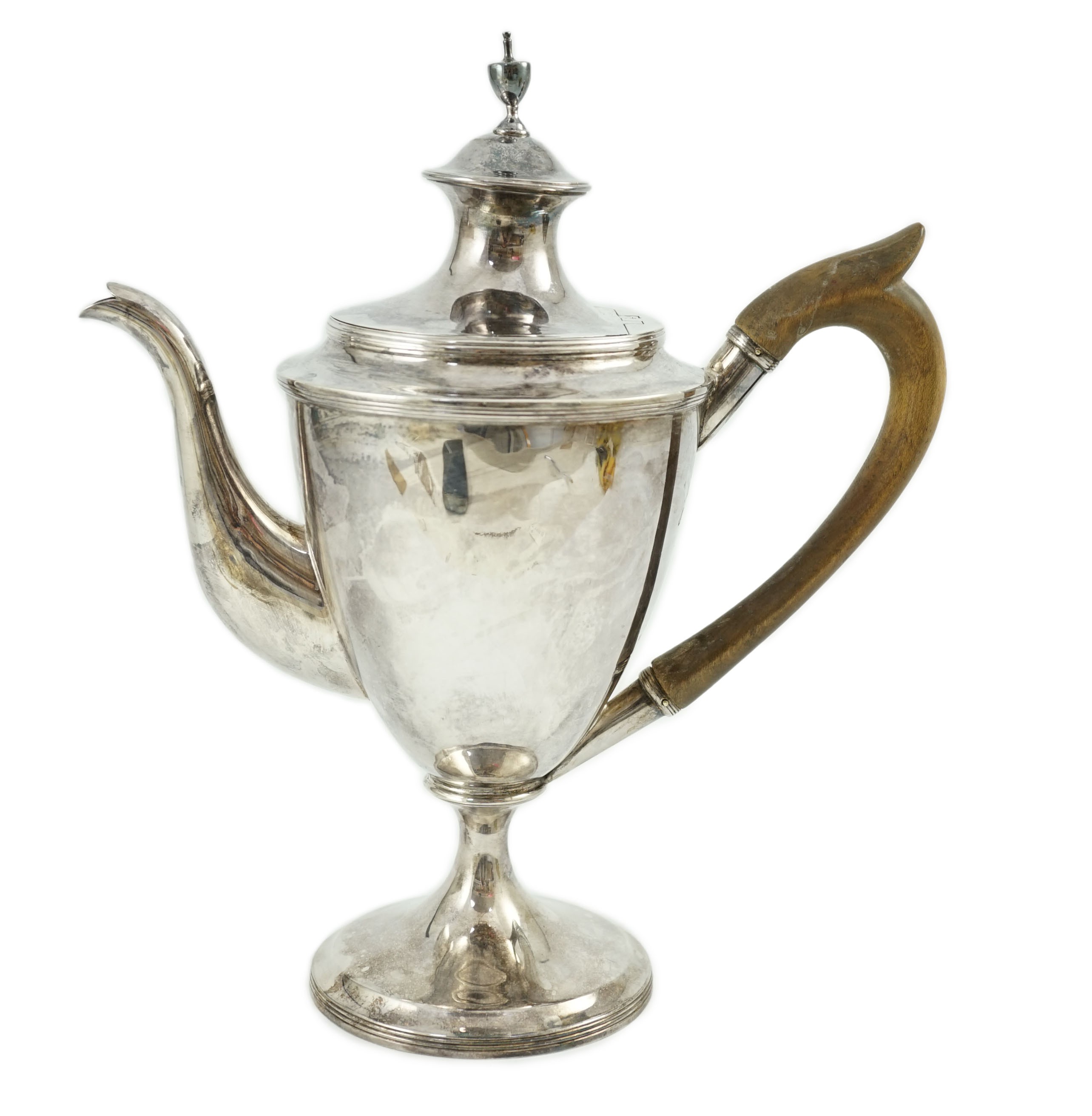A George III silver pedestal coffee pot, by John Emes